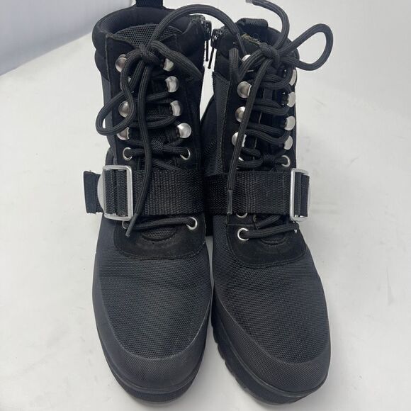 Steve Madden Women's Nayra Platform Lace Up Black Mult Booties Size 7 - Picture 7 of 7